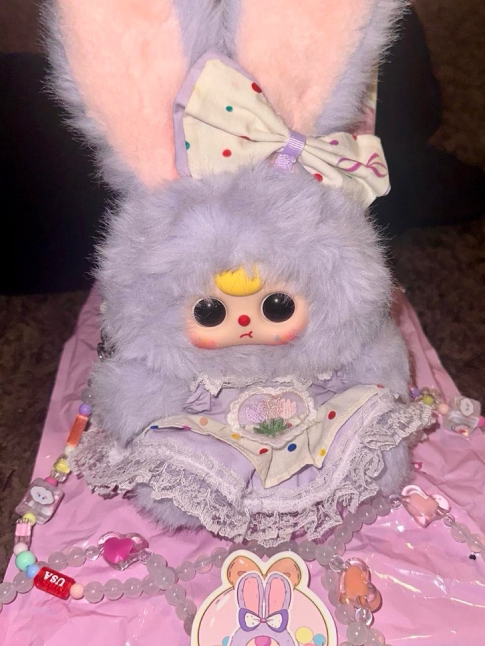 Baby Three Macchiato Mini Rabbit Plush Bag ‘Grape Nocturne’